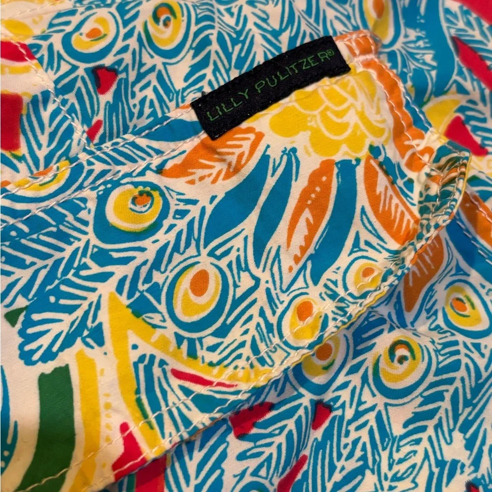 Lilly Pulitzer via Palm Beach men’s nylon swim trunks peacocks size 40 unlined